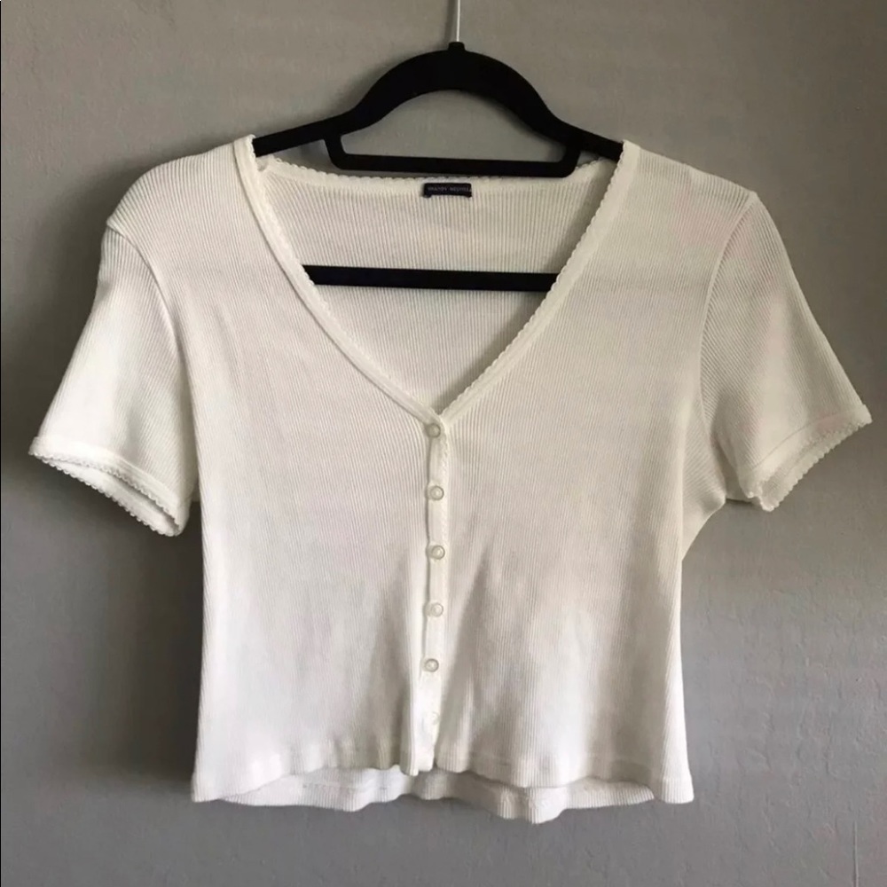 Brandy Melville White Ribbed Top